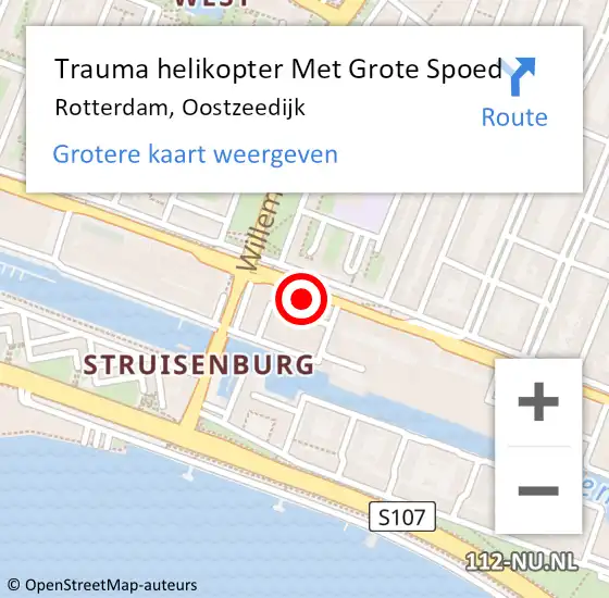 Locatie op kaart van de 112 melding: Trauma helikopter Met Grote Spoed Naar Rotterdam, Oostzeedijk op 14 augustus 2022 03:27