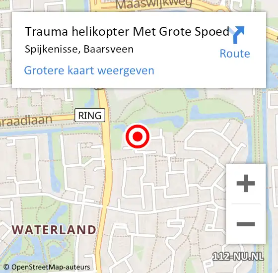 Locatie op kaart van de 112 melding: Trauma helikopter Met Grote Spoed Naar Spijkenisse, Baarsveen op 14 augustus 2022 04:26