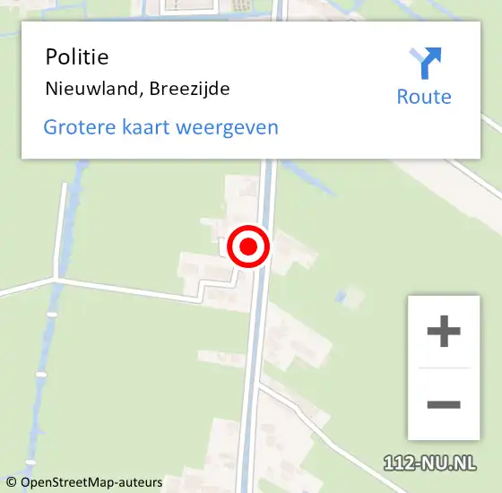 Locatie op kaart van de 112 melding: Politie Nieuwland, Breezijde op 14 augustus 2022 04:33