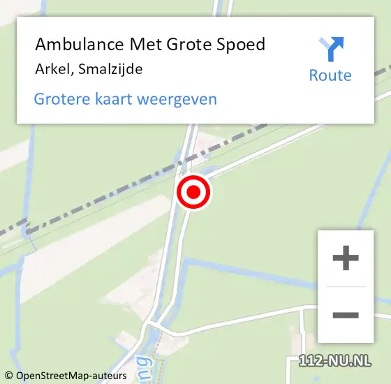 Locatie op kaart van de 112 melding: Ambulance Met Grote Spoed Naar Arkel, Smalzijde op 14 augustus 2022 04:37