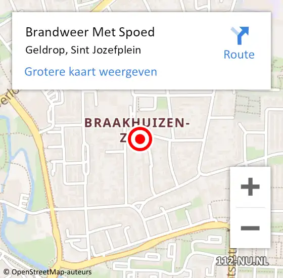 Locatie op kaart van de 112 melding: Brandweer Met Spoed Naar Geldrop, Sint Jozefplein op 14 augustus 2022 04:49
