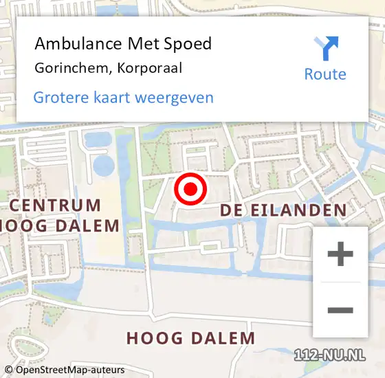 Locatie op kaart van de 112 melding: Ambulance Met Spoed Naar Gorinchem, Korporaal op 14 augustus 2022 05:40
