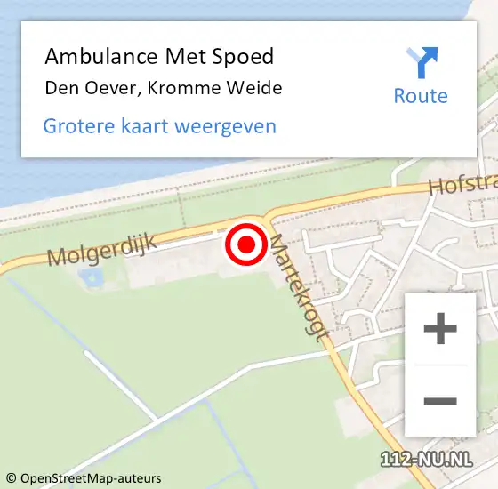 Locatie op kaart van de 112 melding: Ambulance Met Spoed Naar Den Oever, Kromme Weide op 26 juli 2014 10:46