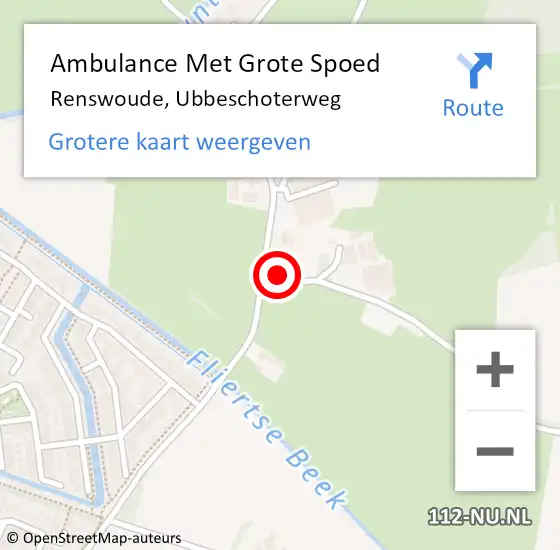 Locatie op kaart van de 112 melding: Ambulance Met Grote Spoed Naar Renswoude, Ubbeschoterweg op 26 juli 2014 10:48