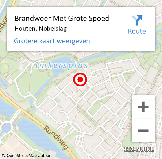 Locatie op kaart van de 112 melding: Brandweer Met Grote Spoed Naar Houten, Nobelslag op 14 augustus 2022 07:11