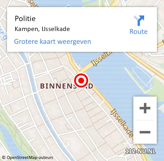 Locatie op kaart van de 112 melding: Politie Kampen, IJsselkade op 14 augustus 2022 07:16