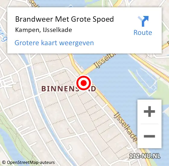 Locatie op kaart van de 112 melding: Brandweer Met Grote Spoed Naar Kampen, IJsselkade op 14 augustus 2022 07:18