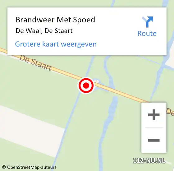 Locatie op kaart van de 112 melding: Brandweer Met Spoed Naar De Waal, De Staart op 14 augustus 2022 07:25