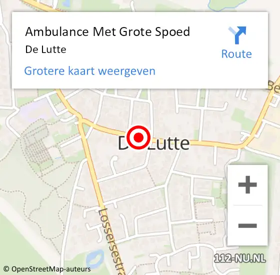 Locatie op kaart van de 112 melding: Ambulance Met Grote Spoed Naar De Lutte op 26 juli 2014 10:51