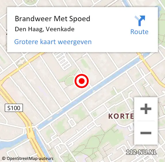 Locatie op kaart van de 112 melding: Brandweer Met Spoed Naar Den Haag, Veenkade op 14 augustus 2022 08:30