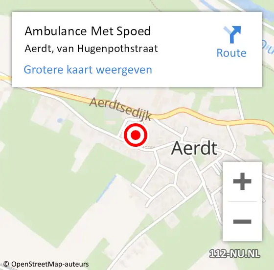 Locatie op kaart van de 112 melding: Ambulance Met Spoed Naar Aerdt, van Hugenpothstraat op 14 augustus 2022 08:37