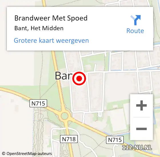 Locatie op kaart van de 112 melding: Brandweer Met Spoed Naar Bant, Het Midden op 14 augustus 2022 08:37