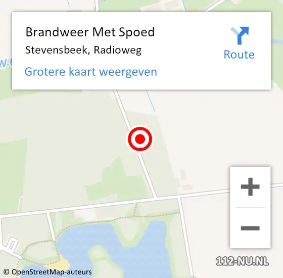 Locatie op kaart van de 112 melding: Brandweer Met Spoed Naar Stevensbeek, Radioweg op 14 augustus 2022 08:38