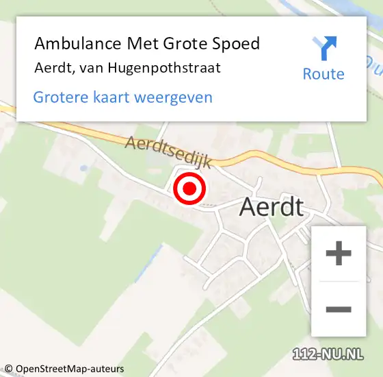 Locatie op kaart van de 112 melding: Ambulance Met Grote Spoed Naar Aerdt, van Hugenpothstraat op 14 augustus 2022 08:57