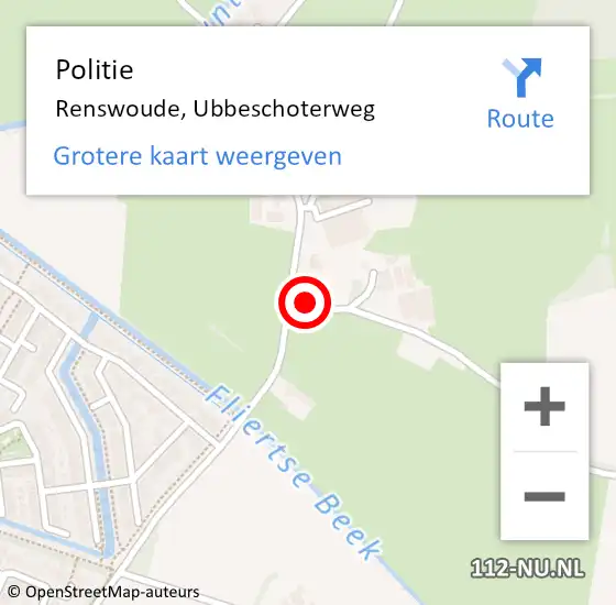 Locatie op kaart van de 112 melding: Politie Renswoude, Ubbeschoterweg op 26 juli 2014 10:58