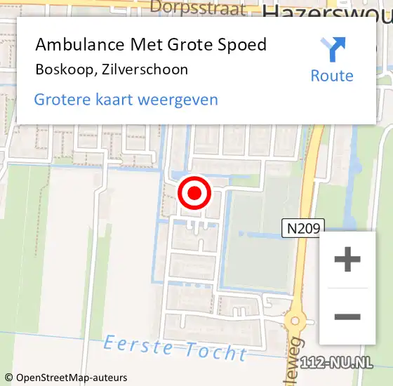 Locatie op kaart van de 112 melding: Ambulance Met Grote Spoed Naar Boskoop, Zilverschoon op 14 augustus 2022 10:02