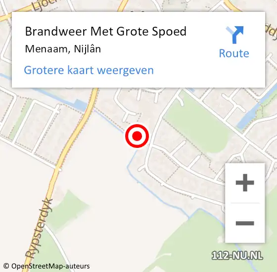 Locatie op kaart van de 112 melding: Brandweer Met Grote Spoed Naar Menaam, Nijlân op 14 augustus 2022 10:25