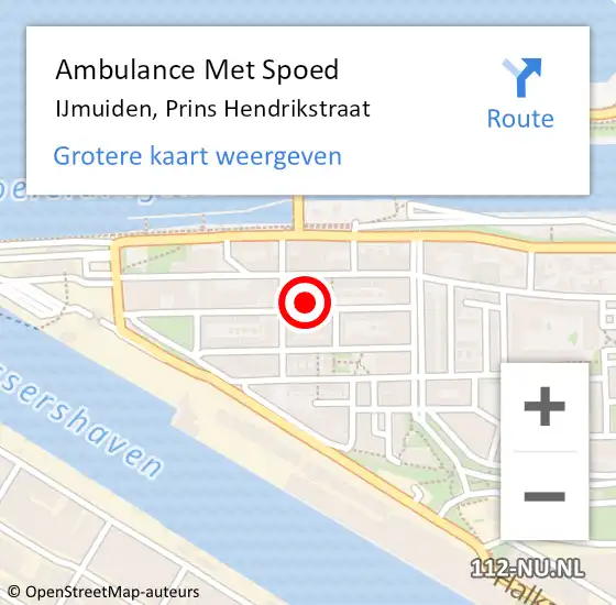 Locatie op kaart van de 112 melding: Ambulance Met Spoed Naar IJmuiden, Prins Hendrikstraat op 14 augustus 2022 10:28