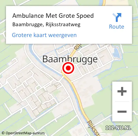 Locatie op kaart van de 112 melding: Ambulance Met Grote Spoed Naar Baambrugge, Rijksstraatweg op 14 augustus 2022 10:31