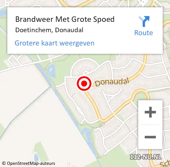 Locatie op kaart van de 112 melding: Brandweer Met Grote Spoed Naar Doetinchem, Donaudal op 14 augustus 2022 10:36