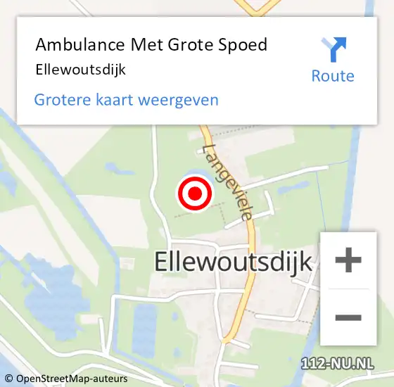Locatie op kaart van de 112 melding: Ambulance Met Grote Spoed Naar Ellewoutsdijk op 14 augustus 2022 11:00