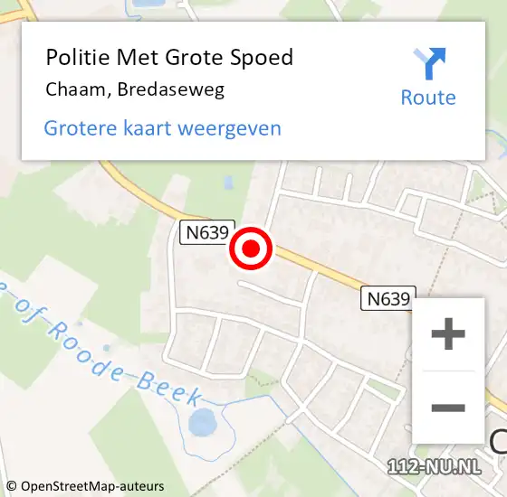 Locatie op kaart van de 112 melding: Politie Met Grote Spoed Naar Chaam, Bredaseweg op 14 augustus 2022 11:27