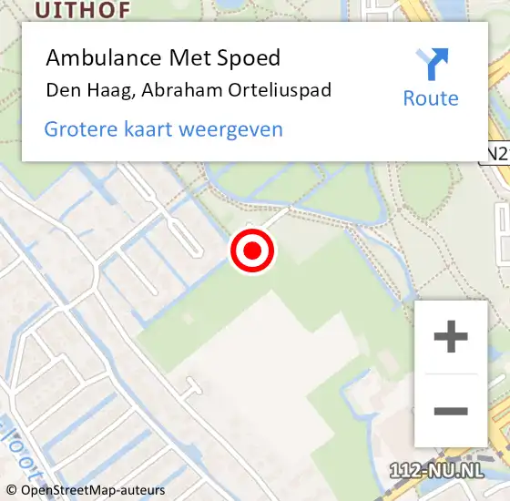Locatie op kaart van de 112 melding: Ambulance Met Spoed Naar Den Haag, Abraham Orteliuspad op 14 augustus 2022 11:33