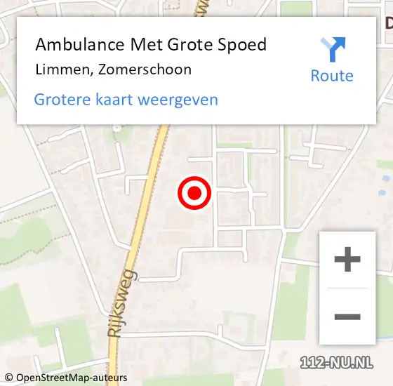 Locatie op kaart van de 112 melding: Ambulance Met Grote Spoed Naar Limmen, Zomerschoon op 14 augustus 2022 11:34