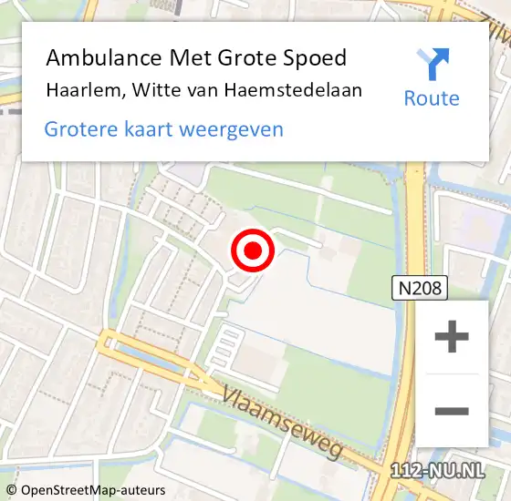 Locatie op kaart van de 112 melding: Ambulance Met Grote Spoed Naar Haarlem, Witte van Haemstedelaan op 14 augustus 2022 11:49