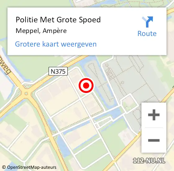 Locatie op kaart van de 112 melding: Politie Met Grote Spoed Naar Meppel, Ampère op 14 augustus 2022 11:58