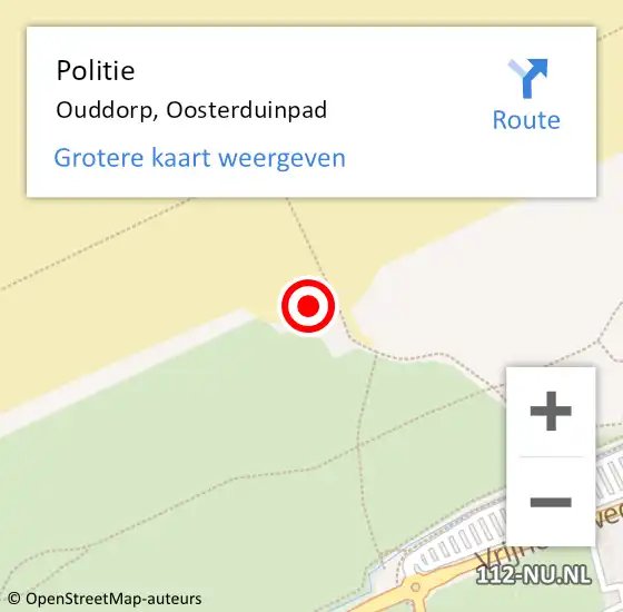 Locatie op kaart van de 112 melding: Politie Ouddorp, Oosterduinpad op 14 augustus 2022 12:12