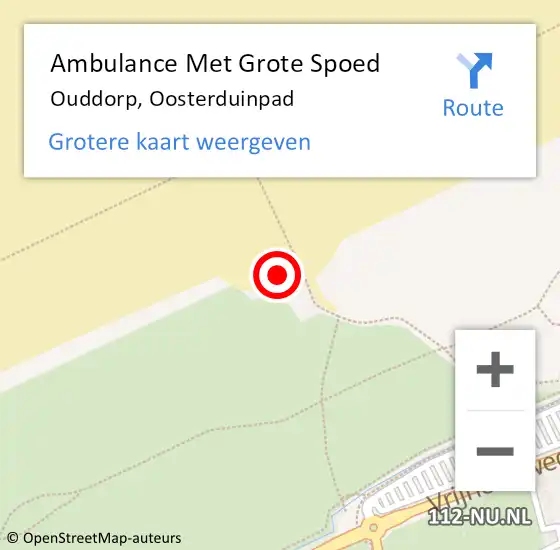 Locatie op kaart van de 112 melding: Ambulance Met Grote Spoed Naar Ouddorp, Oosterduinpad op 14 augustus 2022 12:12
