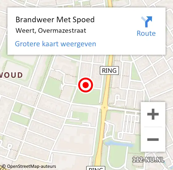 Locatie op kaart van de 112 melding: Brandweer Met Spoed Naar Weert, Overmazestraat op 14 augustus 2022 12:25