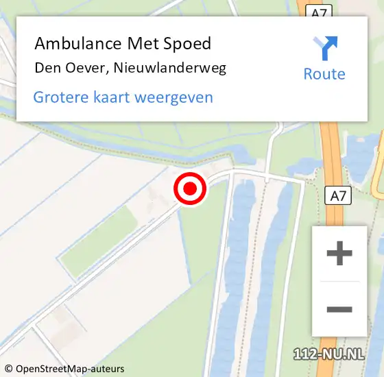 Locatie op kaart van de 112 melding: Ambulance Met Spoed Naar Den Oever, Nieuwlanderweg op 14 augustus 2022 12:58