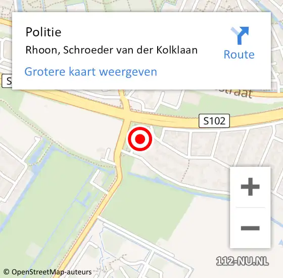 Locatie op kaart van de 112 melding: Politie Rhoon, Schroeder van der Kolklaan op 14 augustus 2022 13:14