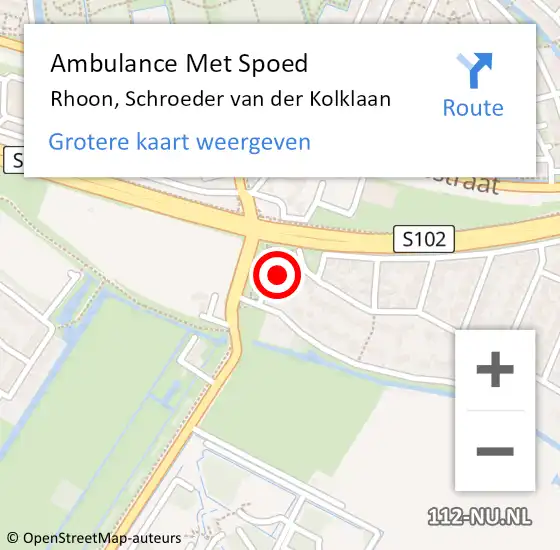 Locatie op kaart van de 112 melding: Ambulance Met Spoed Naar Rhoon, Schroeder van der Kolklaan op 14 augustus 2022 13:21