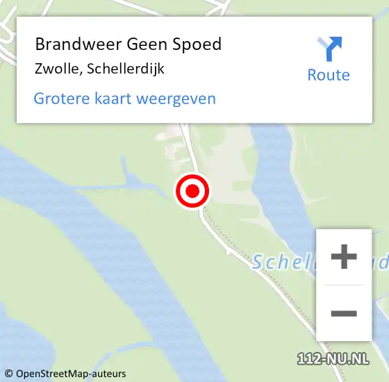 Locatie op kaart van de 112 melding: Brandweer Geen Spoed Naar Zwolle, Schellerdijk op 14 augustus 2022 13:25