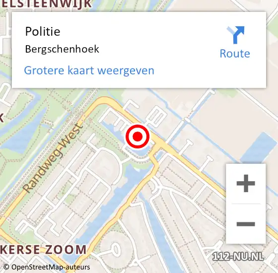 Locatie op kaart van de 112 melding: Politie Bergschenhoek op 14 augustus 2022 13:28