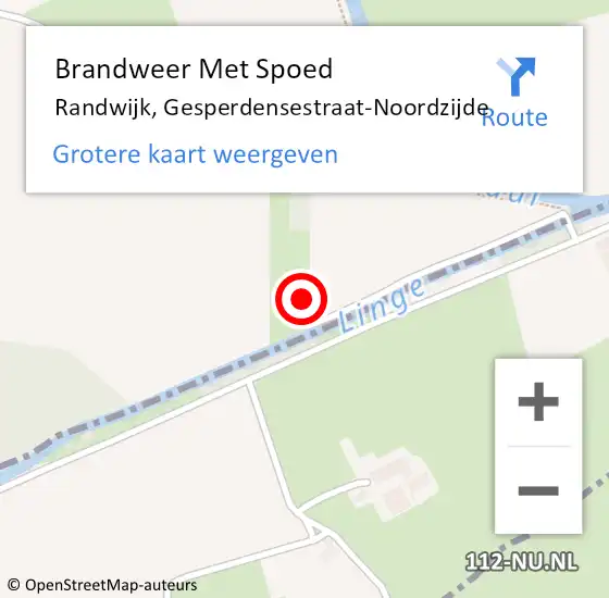 Locatie op kaart van de 112 melding: Brandweer Met Spoed Naar Randwijk, Gesperdensestraat-Noordzijde op 14 augustus 2022 13:32