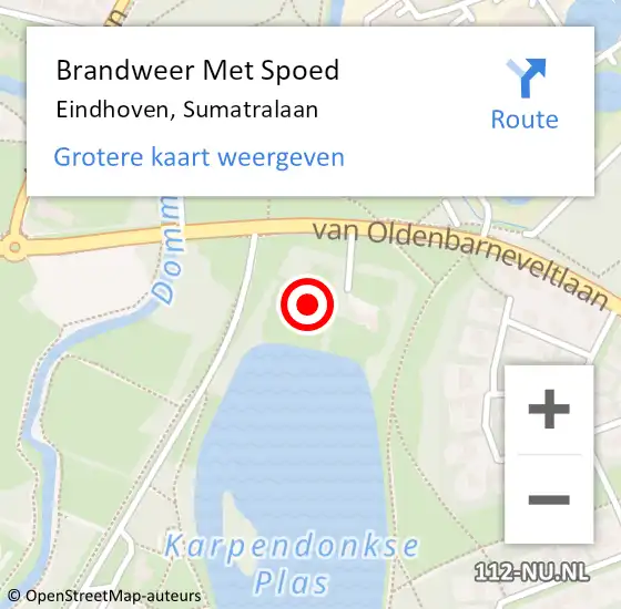 Locatie op kaart van de 112 melding: Brandweer Met Spoed Naar Eindhoven, Sumatralaan op 14 augustus 2022 13:32