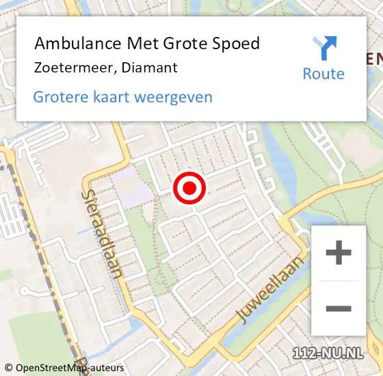 Locatie op kaart van de 112 melding: Ambulance Met Grote Spoed Naar Zoetermeer, Diamant op 14 augustus 2022 13:39