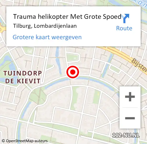 Locatie op kaart van de 112 melding: Trauma helikopter Met Grote Spoed Naar Tilburg, Lombardijenlaan op 14 augustus 2022 13:57