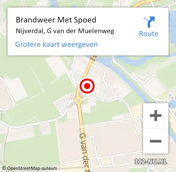 Locatie op kaart van de 112 melding: Brandweer Met Spoed Naar Nijverdal, G van der Muelenweg op 14 augustus 2022 14:05