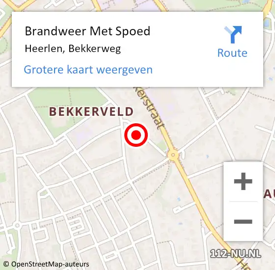 Locatie op kaart van de 112 melding: Brandweer Met Spoed Naar Heerlen, Bekkerweg op 14 augustus 2022 14:08