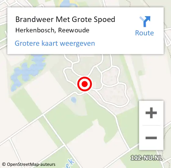 Locatie op kaart van de 112 melding: Brandweer Met Grote Spoed Naar Herkenbosch, Reewoude op 14 augustus 2022 14:17