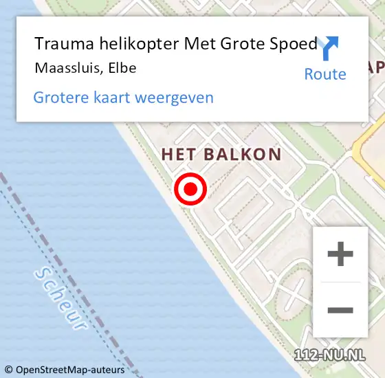 Locatie op kaart van de 112 melding: Trauma helikopter Met Grote Spoed Naar Maassluis, Elbe op 14 augustus 2022 14:31