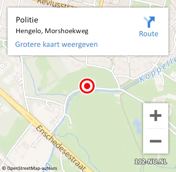 Locatie op kaart van de 112 melding: Politie Hengelo, Morshoekweg op 14 augustus 2022 14:33