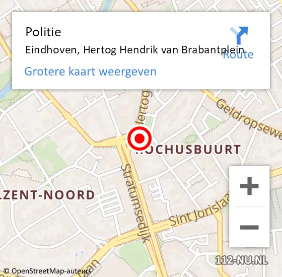 Locatie op kaart van de 112 melding: Politie Eindhoven, Hertog Hendrik van Brabantplein op 14 augustus 2022 14:35