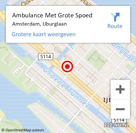 Locatie op kaart van de 112 melding: Ambulance Met Grote Spoed Naar Amsterdam, IJburglaan op 14 augustus 2022 14:36