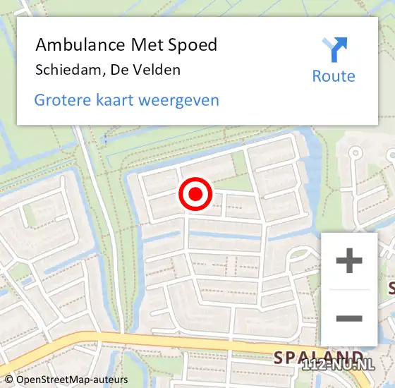 Locatie op kaart van de 112 melding: Ambulance Met Spoed Naar Schiedam, De Velden op 14 augustus 2022 14:37